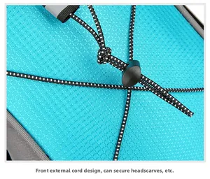 Close-up of front elastic drawstring with reflective silk on waterproof cycling backpack