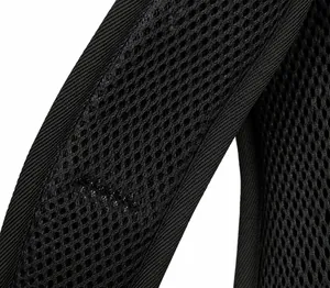 Close-up of thick breathable honeycomb mesh shoulder straps on the cycling backpack