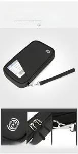 Detail of RFID blocking waterproof family travel wallet with secure dual zippers
