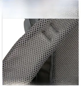 Close-up of thick honeycomb mesh breathable shoulder straps on hiking backpack