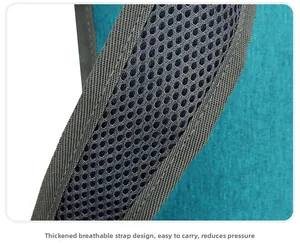 Detail of breathable honeycomb mesh shoulder straps with thick padding for back pressure relief