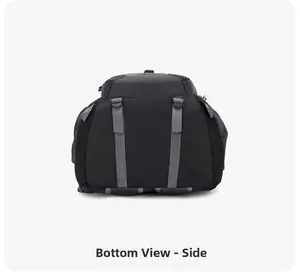 Detailed bottom view of 40L hiking backpack with gray straps and breathable mesh padding