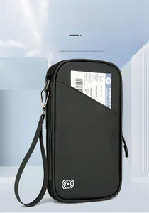 Detail of waterproof passport holder with RFID blocking and boarding pass side pocket