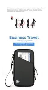 Detailed internal view of travel passport holder with RFID blocking and mesh pockets