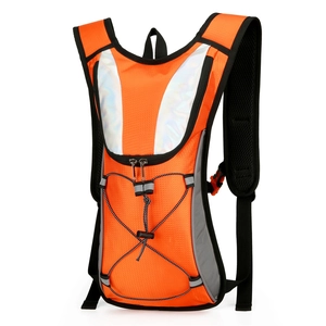Waterproof orange cycling hydration backpack with reflective strips for outdoor hiking