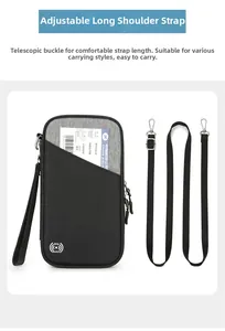 Detail of RFID blocking passport holder showing the front pocket for boarding passes
