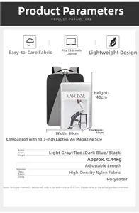 Comparaison de taille du sac à dos avec un ordinateur 13,3 pouces et un magazine A4