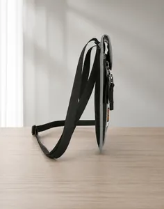 Pochette de cou de voyage mince RFID en tissu imperméable avec vue latérale multi-fermetures