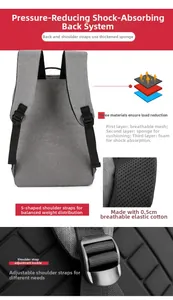 Detail of ergonomic S-shaped shoulder straps and breathable 3-layer mesh back system
