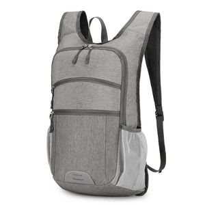 Waterproof grey outdoor cycling backpack with breathable mesh straps and triple zippers