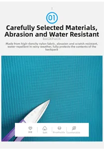 Close-up of durable cyan nylon fabric showing scratch-resistant properties of the backpack