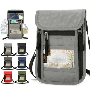 Protège-passeport de Voyage avec Protection RFID Pochette de Cou Organisateur de Documents pour Cartes Espèces Téléphone