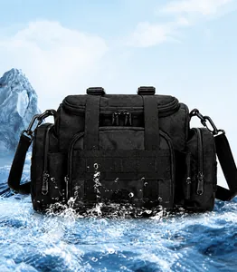 Close-up of waterproof high-density Oxford fabric on a versatile tactical shoulder bag