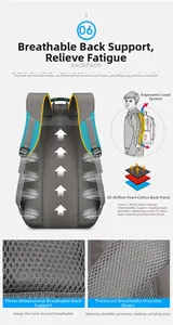 Detail of ergonomic 3D honeycomb mesh back panel for breathable outdoor backpack