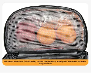 Détail de la doublure isolante en aluminium et poche filet pour ranger des fruits