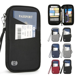 Portapassaporto da Viaggio con Blocco RFID in Tessuto Oxford Organizzatore Documenti Portafoglio Porta Carte Business Portatile Borsa da Viaggio Unisex
