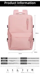 Sac à dos voyage rose dimensions 31x44x19cm en tissu imperméable et design léger