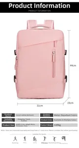 Pink waterproof travel backpack dimensions 31x44x19cm with large capacity layout