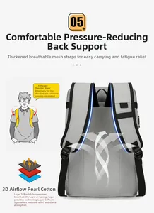Détail des bretelles ergonomiques en S et du rembourrage dorsal 3D aéré du sac à dos gris