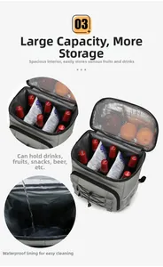 Doublure PEVA étanche du sac à dos de pique-nique isotherme gris avec filet