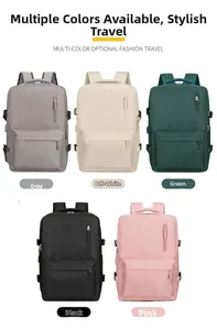 Vue détaillée des sacs à dos de voyage en gris, crème, vert, noir et rose élégant