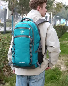 Outdoor turquoise 55L hiking backpack featuring Vanaheimr logo and adjustable straps