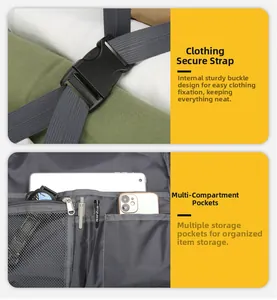 Détail de l'intérieur d'un sac à dos de voyage avec boucle et système de rangement multiple