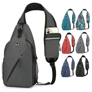 Waterproof Oxford Cloth Men Chest Bag Multi Functional Lightweight Sports Sling Bag With Earphone Hole For Daily Travel Business
