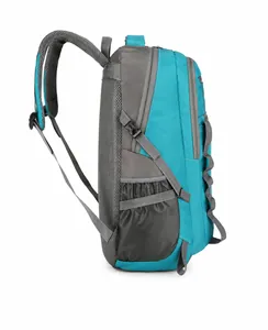 Side view of outdoor hiking backpack with adjustable straps and mesh side pocket