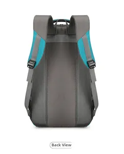 Breathable mesh padding and adjustable padded shoulder straps on the blue outdoor backpack