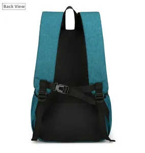 Vue détaillée des bretelles ergonomiques en S et du panneau arrière du sac à dos de voyage bleu