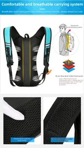 Detail of 3D air-flow back panel and breathable padded straps on sports hydration pack