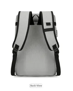 Vue arrière du sac à dos de pique-nique gris avec dos en maille et bretelles en S