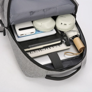 Grey British business laptop backpack with shockproof compartment and large capacity