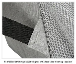 Gros plan sur les coutures renforcées de la sangle du sac pour une plus grande capacité