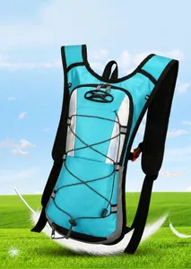 Lightweight turquoise outdoor sports backpack with water-resistant fabric and bungee cord