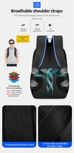 Detail of S-shaped ergonomic shoulder straps with breathable 3D air mesh padding