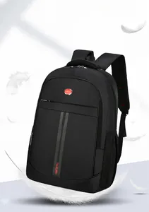 Lightweight black business backpack shown with white feathers to emphasize low weight
