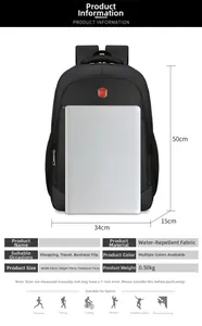 Detailed size specifications for large oxford business laptop backpack with dimensions