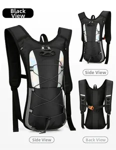 Outdoor cycling backpack featuring breathable mesh shoulder straps and reflective safety strips