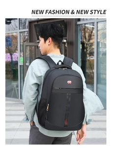 Waterproof black business laptop backpack featuring wide shoulder straps and side mesh pockets