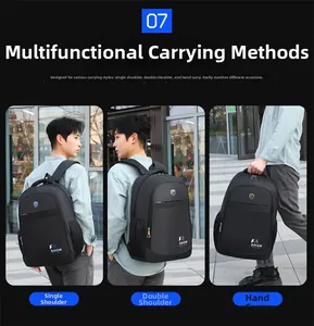 Three-way carry modes of this black waterproof Oxford business backpack for men