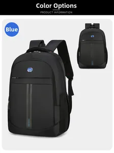 Detail view of the durable nylon fabric and side mesh pocket of this business travel backpack