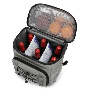 Insulated picnic backpack in gray with thick aluminum foil lining for outdoor camping storage