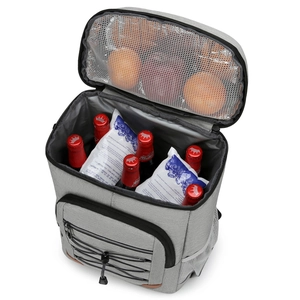 Gray insulated picnic backpack with large capacity and waterproof PEVA lining for cooling