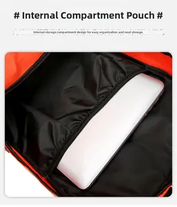 Innenansicht des orangefarbenen Rucksacks mit Laptopfach und großem Stauraum
