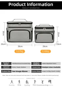 Comparaison de taille des sacs isothermes grands et petits en tissu imperméable