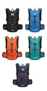 Outdoor backpacks in five colors including black and blue with reflective strips