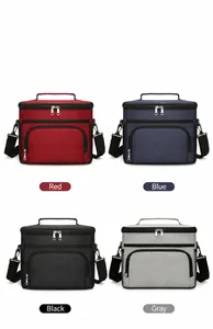 Sac pique-nique isotherme disponible en rouge, bleu, noir et gris avec bandoulière