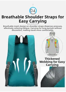 Detail of breathable mesh shoulder straps and reinforced webbing on the outdoor backpack